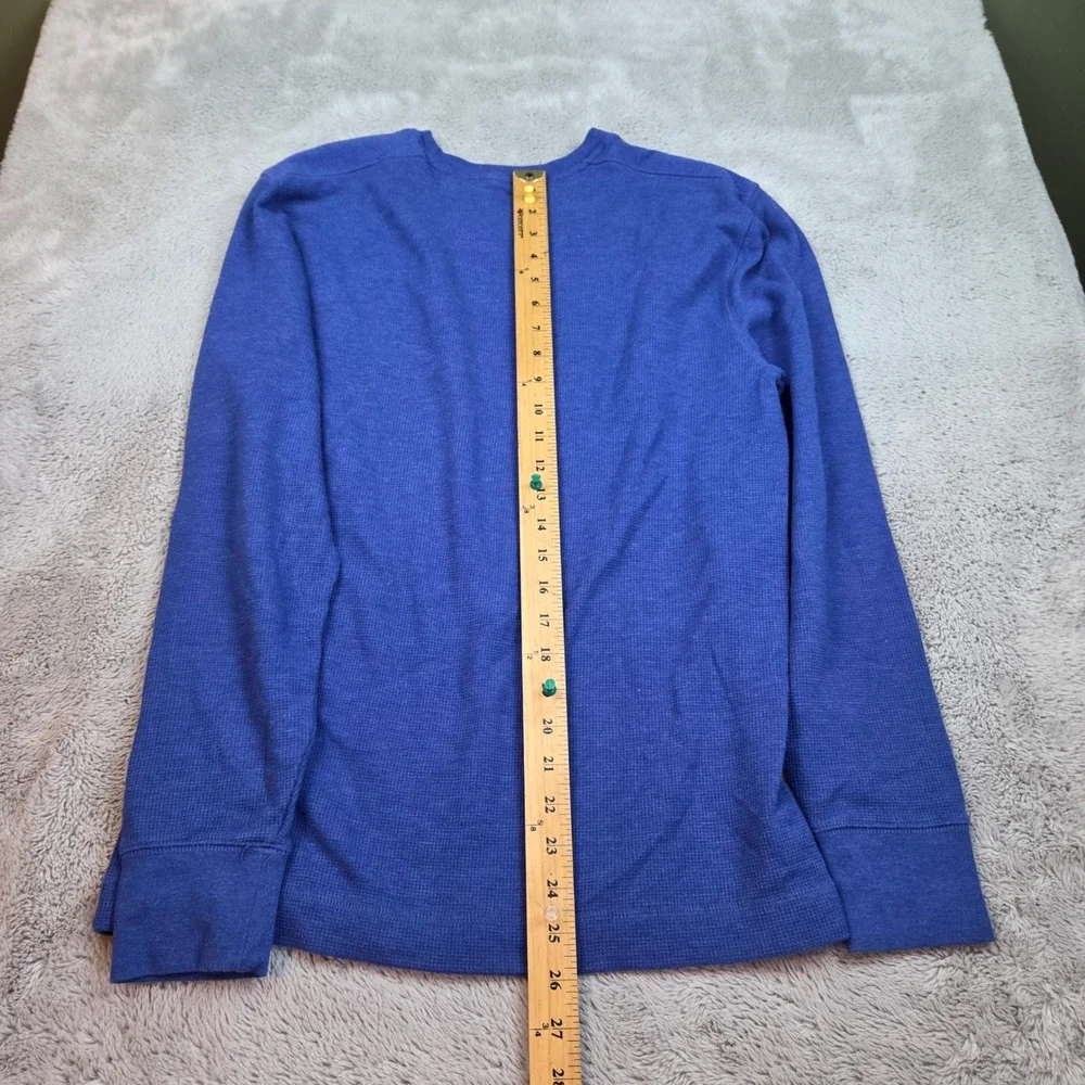 Banana Republic Thermal Shirt Mens M Waffle Knit Long Sleeve Crewneck Royal Blue